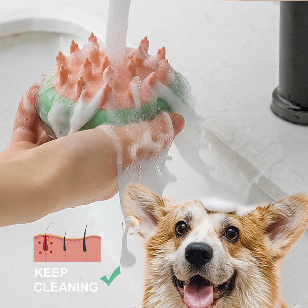 Pet Shampoo Soap Dispensing Grooming Brush - Priceless Pet Place